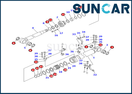 707-98-46300 Zestaw uszczelek cylindra wysięgnika Odporny na zużycie zestaw uszczelniający Pasuje do PC228USLC-3E0 PC228US-3E0 Komatsu
