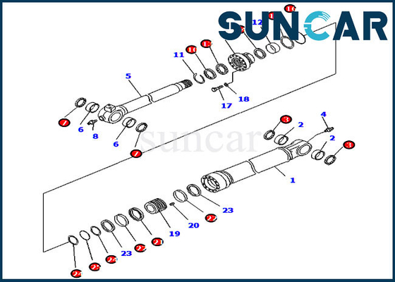 Komatsu Części wewnętrzne 707-99-59040 Zestaw uszczelek cylindra łyżki do ramienia o dużym zasięgu PC290LC / NLC-8
