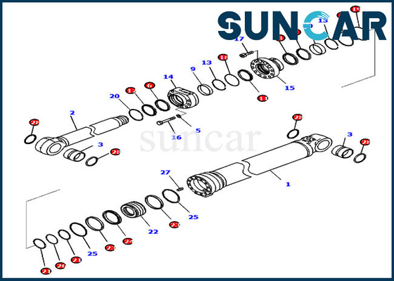 Zestaw uszczelek wysięgnika 7219804320 721-98-04320 Zestaw serwisowy cylindra Pasuje do wyposażenia modelu Komatsu PC290LCI-11