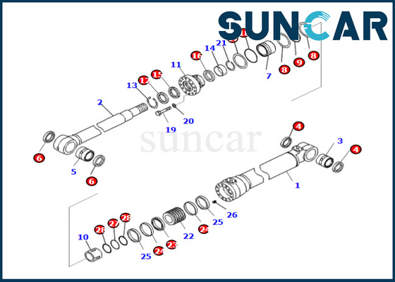 707-99-50580 7079950580 Zestaw naprawczy siłownika wysięgnika Komatsu Pasuje do PC240LC-10 PC240LL-10 PC240NLC-11