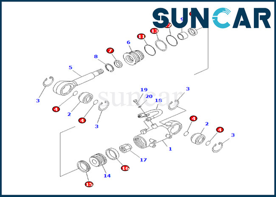 Zestaw uszczelek cylindra przechylania ostrza 707-98-24550 7079824550 Komatsu do PC20-6 PC25-1 PC25R-1