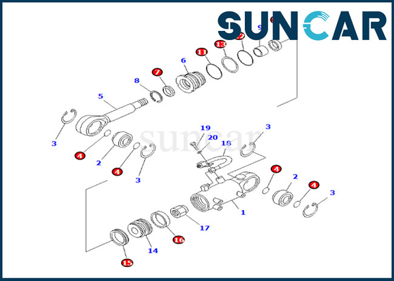 Zestaw uszczelek cylindra podnoszenia ostrza Komatsu 707-98-12670 7079812670 Do PC25R-8 PC27R-8 PC27R-8