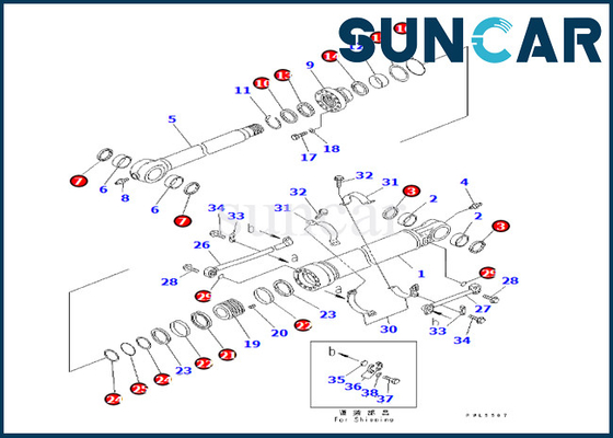 Zestaw serwisowy cylindra łyżki Komatsu 707-99-58090 7079958090 Pasuje do PC350-8 PC300-8 PC360-7
