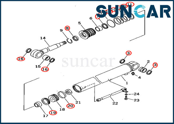 707-98-24920 Zestaw uszczelek cylindra wysięgnika Zestaw serwisowy Wykonany dla modelu koparki Komatsu PC30-7 PC30R-7