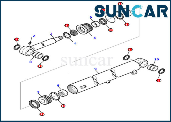 Zestaw naprawczy cylindra 87800414 Zestaw uszczelek łyżki koparki do modeli wyposażenia Komatsu PC30-7