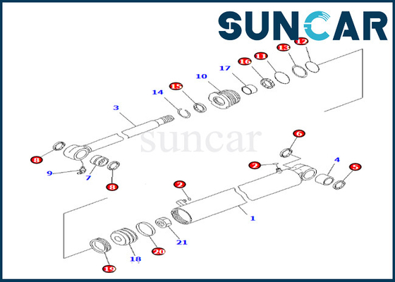 707-98-22890 7079822890 Zestaw serwisowy siłownika obrotu wysięgnika Komatsu Pasuje do PC27MR-3 PC27MR-2