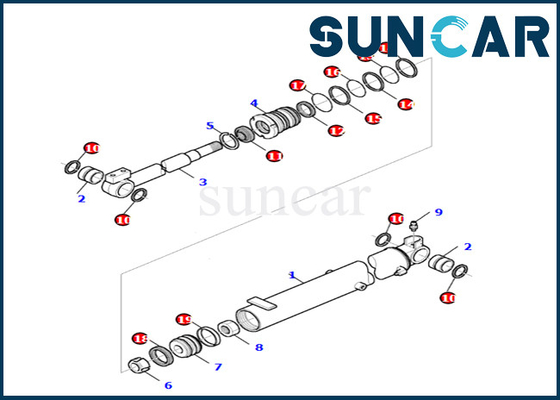 Zestaw uszczelek cylindra wysięgnika Komatsu 878000665 Zestaw do wymiany cylindra wysięgnika Pasuje do PC27R-8