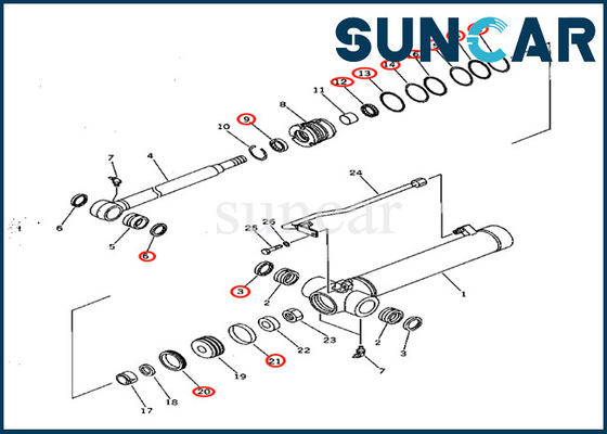 Zestaw do wymiany uszczelki siłownika ramienia 7079822150 707-98-22150 Komatsu do PC28UD-2 PC28UG-2 PC28UU-2
