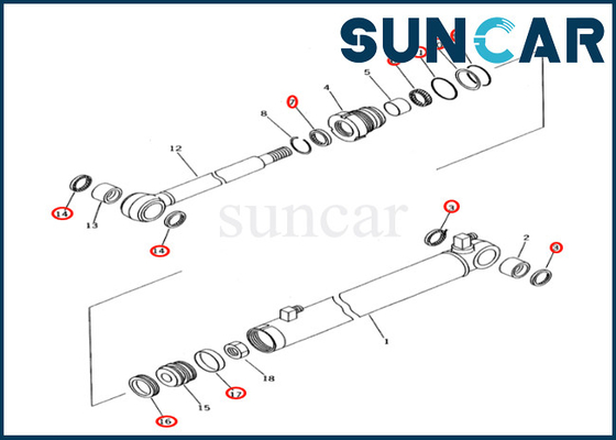 Zestaw uszczelek siłownika ramienia ślizgowego 707-98-04610 7079804610 Komatsu Pasuje do PC27R-8 PC28UD-2 PC28UG-2