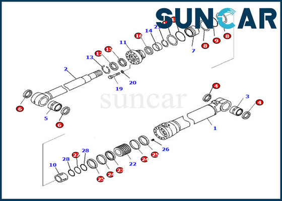 Zestaw naprawczy uszczelki cylindra wysięgnika Komatsu 7079959090 707-99-59090 Pasuje do PC290LC-10 PC290NLC-10