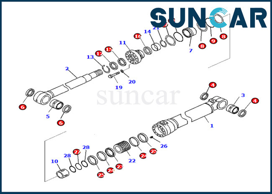Zestaw do wymiany cylindra wysięgnika 721-98-00390 7219800390 Komatsu Pasuje do PC290LC-10 PC290NLC-10