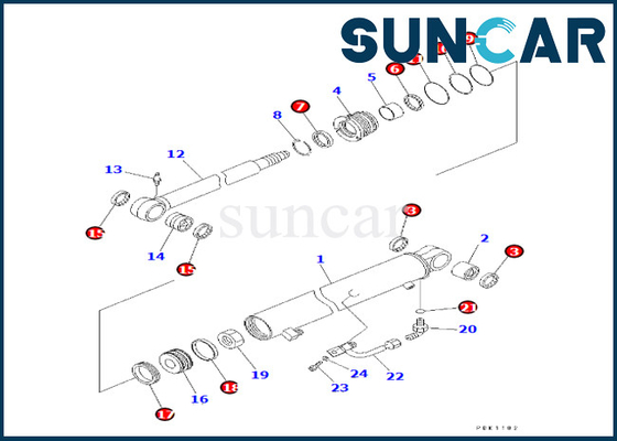 707-98-22840 7079822840 Zestaw naprawczy uszczelki siłownika ramienia Komatsu Pasuje do zestawu uszczelek siłownika ramienia PC30R-8
