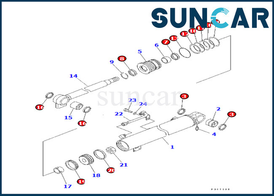 Zestaw serwisowy siłownika wysięgnika Komatsu 707-98-24880 7079824880 Do zestawu uszczelniającego siłownika wysięgnika PC30R-8