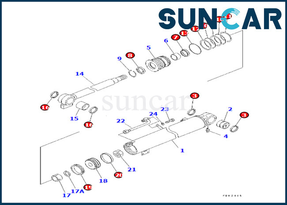Zestaw uszczelek serwisowych cylindra wysięgnika Komatsu 7079829600 707-98-29600 Zestaw uszczelek cylindra wysięgnika do PC30R-8 PC35R-8