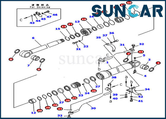 707-99-58370 Zestaw uszczelek kubełkowych PC350LC-6 PC340NLC-6 Zestaw naprawczy cylindra  pasuje do ciężkiego sprzętu Komatsu