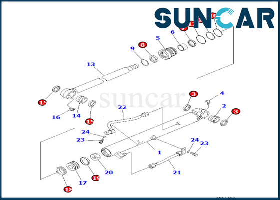 707-98-14260 7079814260 Zestaw serwisowy cylindra kubełkowego Komatsu Do zestawu wymiennego cylindra kubełkowego PC30R-8