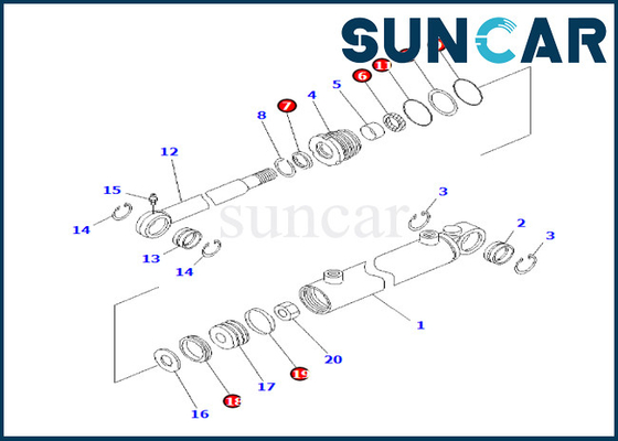 Zestaw uszczelek cylindra przechyłu Komatsu 707-98-13600 Zestaw uszczelek cylindra przechyłu Zestaw serwisowy kąta do BR120T-1