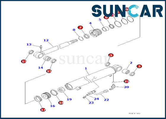 7079823810 707-98-23810 Zestaw naprawczy siłownika ramienia Komatsu Pasuje do PC35MR-1 PC35MRX-1A