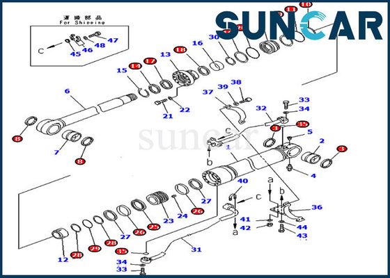 707-99-58085 Zestaw uszczelek wysięgnika PC300-7 Koparka 7079958085 Zestaw serwisowy cylindra Komatsu