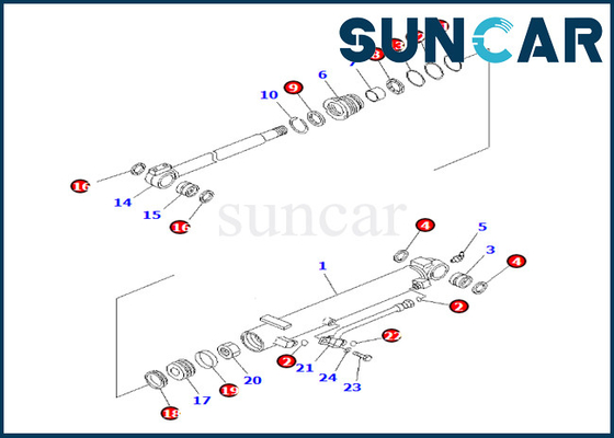 Zestaw uszczelniający siłownika kątowego ostrza 707-98-13220 7079813220 Komatsu Pasuje do PC35MR-3 PC35MR-2