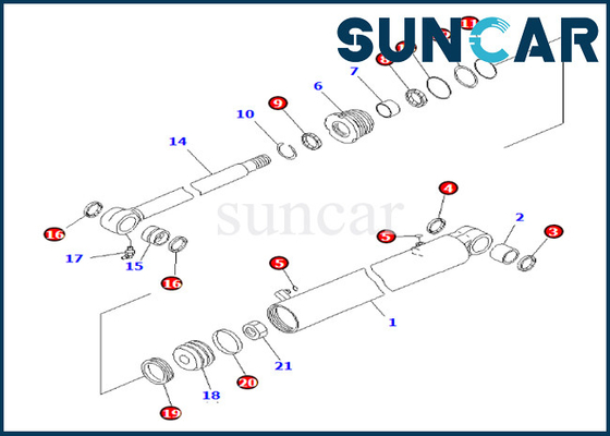 Komatsu 7079829630 707-98-29630 Zestaw naprawczy uszczelki cylindra wysięgnika do PC35MR-3 PC35MR-2