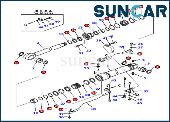 PC350-8 PC300-8 707-99-58081 Zestaw naprawczy uszczelki Komatsu Zestaw uszczelek cylindra hydraulicznego wysięgnika