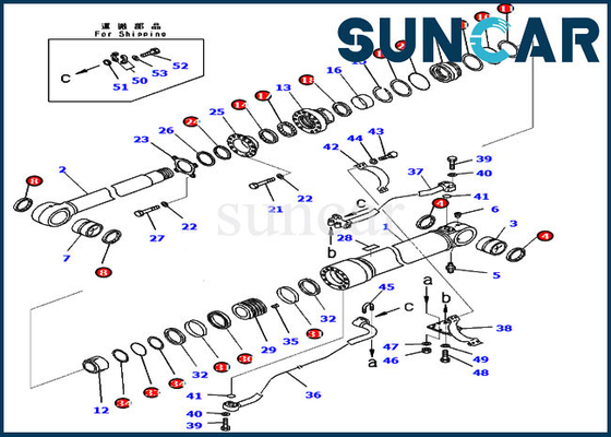 PC300-8 Komatsu 707-99-59362 Zestaw naprawczy cylindra wysięgnika 7079959362 Zestaw uszczelek hydraulicznych do wymiany oleju