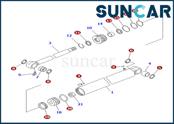 Komatsu 707-98-29670 7079829670 Zestaw uszczelek cylindra wychylenia wysięgnika do PC35MR-3 Odporny na olej i zużycie