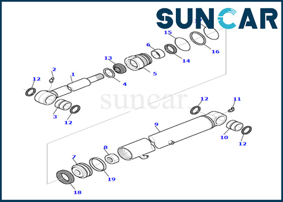 Zestaw uszczelek cylindra łyżki 878000538 Zestawy PC35R-8 Zestaw serwisowy cylindra łyżki Komatsu odporny na zużycie i olej