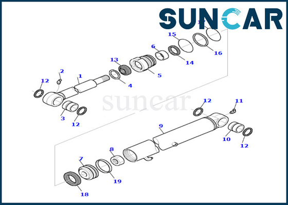 Zestaw uszczelek cylindra łyżki 878000656 Pasuje do zestawu serwisowego cylindra łyżki PC35R-8 Komatsu