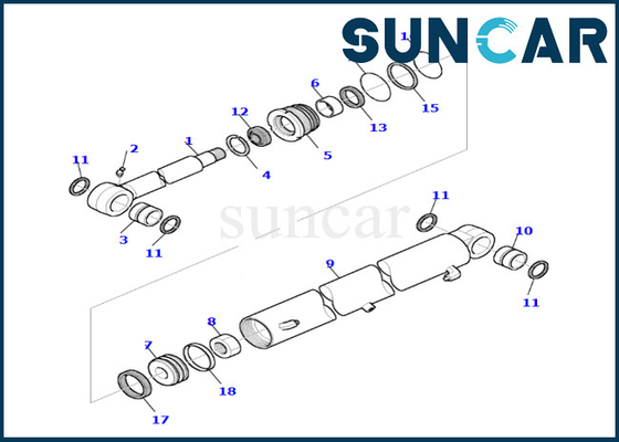878000657 Zestaw uszczelek cylindra obrotu wysięgnika Komatsu Pasuje do PC35R-8 Zestaw naprawczy uszczelek cylindra obrotu wysięgnika
