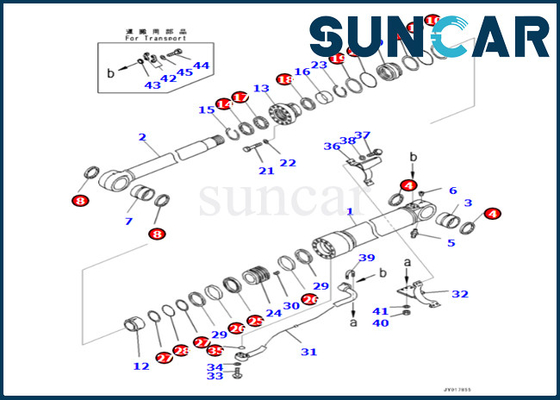 Zestaw uszczelek cylindra wysięgnika 707-99-59141 7079959141 Komatsu do PC360LC-10 PC360NLC-10 zestaw serwisowy cylindra wysięgnika