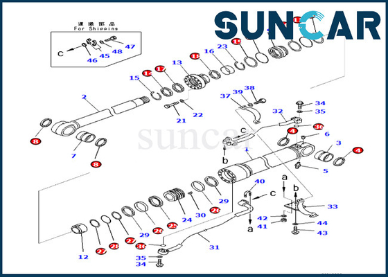 Zestaw uszczelniający siłownik wysięgnika 707-99-59140 707-99-59140 Komatsu do PC360LC-10 PC390LL-10