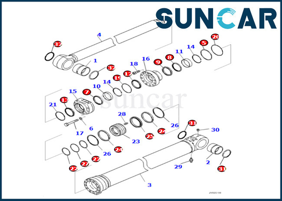 Zestaw uszczelniający siłownik wysięgnika Komatsu 7219802600 721-98-02600 Do PC360LCI-11 PC390LCI-11