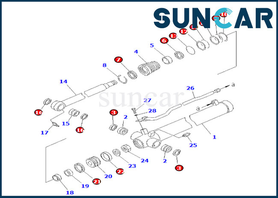 Zestaw uszczelek siłownika ramienia 707-98-25190 7079825190 Komatsu do zestawu uszczelnienia siłownika ramienia PC38UU-2