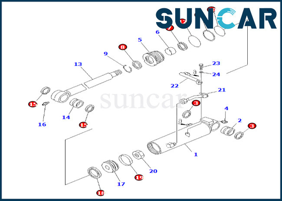 707-98-24180 7079824180 Wysokiej jakości zestaw naprawczy cylindra offsetowego do PC38UU-2 Komatsu