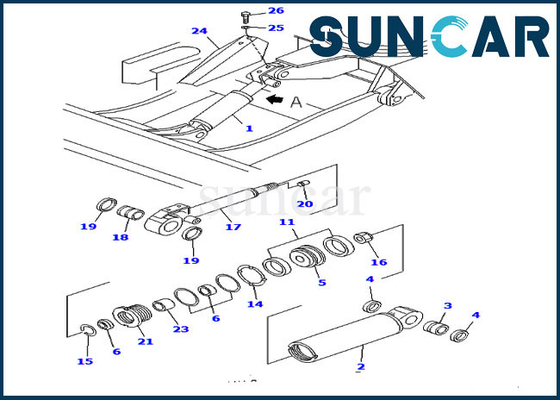 Zestaw naprawczy uszczelki koparki do zestawu serwisowego cylindra ostrza YM172422-72700 PC30FR-2 Komatsu