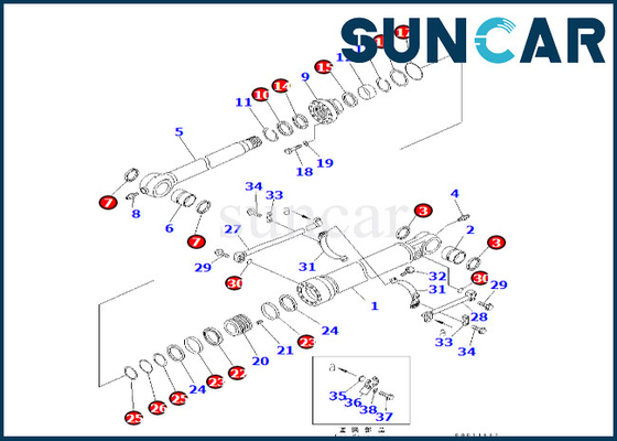 Zestaw uszczelek cylindra łyżki 707-99-66240 7079966240 Komatsu do PC400-7 PC300LL-7E0 PC350LL-7E0
