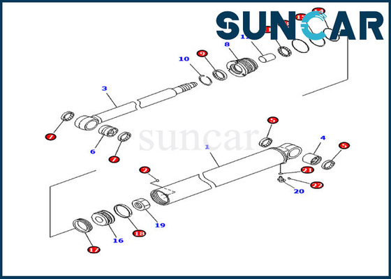 PC35MR-3 PC30MR-3 KOMATSU 707-98-23870 7079823870 Zestaw uszczelek ramienia Siłownik hydrauliczny