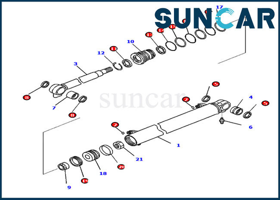 PC35MR-5 PC35MR-3 707-98-26070 Zestaw naprawczy uszczelki cylindra wysięgnika Zestawy uszczelniające Komatsu
