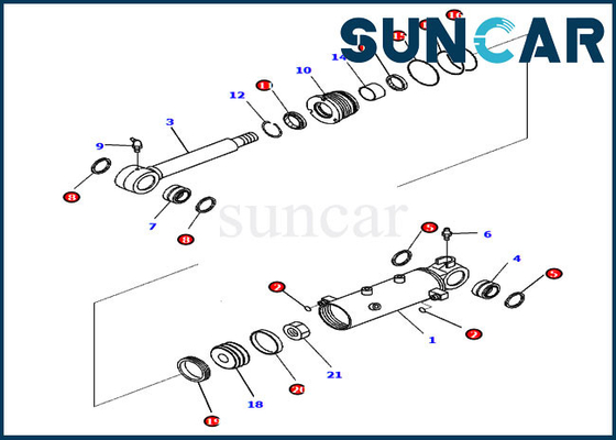 707-98-22930 Zestaw uszczelek cylindra ostrza Zestaw serwisowy Części pasuje do Komatsu PC30MR-3 PC30MR-5 PC27MR-3
