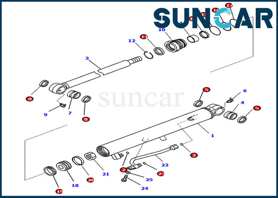 Koparka PC35MR-3 PC30MR-3 707-98-14920 Zestaw naprawczy uszczelki łyżki Komatsu Siłownik hydrauliczny