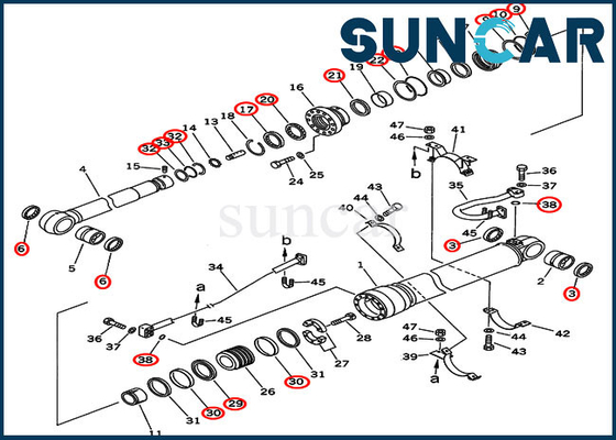 707-99-69500 ​​7079969500 ​​Zestaw naprawczy uszczelki siłownika ramienia pasuje do wersji zagranicznej PC450-6 PC450LC-6 Komatsu
