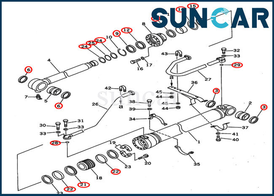 707-99-50600 Zestaw uszczelek cylindra łyżki Komatsu Zestawy serwisowe do ładowarki dolnego wywrotu PC400-5 PC400LC-5