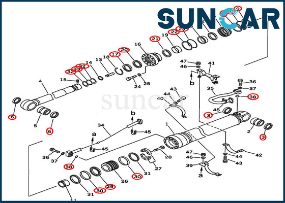 Zestaw uszczelniający ramienia 707-99-69505 Zestawy naprawcze siłowników hydraulicznych do wysięgnika o dużej wytrzymałości Komatsu PC400-6C