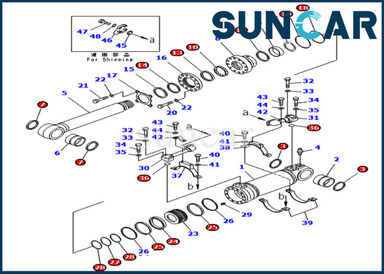 707-99-47821 7079947821 Zestaw uszczelek dolnego cylindra wywrotu Odporność na zużycie PC400-7 PC400LC-7 Zestawy naprawcze Komatsu