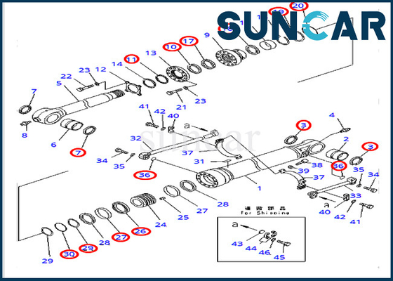 Zestaw naprawczy uszczelki cylindra łyżki 707-99-65220 do ciężkiego sprzętu do koparek PC400-7 PC400LC-7