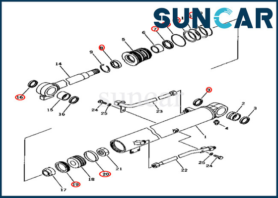 707-98-26560 Komatsu 7079826560 Zestaw uszczelek cylindra wysięgnika do PC40-7 Zestaw naprawczy uszczelek cylindra wysięgnika