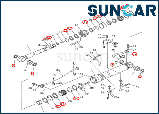 Zestaw uszczelek siłownika ramienia Komatsu Zestaw uszczelek siłownika łyżki 7079968510 707-99-68510 Komatsu do PC400 PC400-6Z