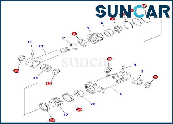 7079832120 707-98-32120 Zestaw uszczelek cylindra ostrza Komatsu do PC40-7 PC40R-7 Zestaw uszczelek cylindra ostrza
